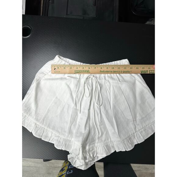 Joslin Studio Linen Shorts White Drawstring Waist Ruffle Trim Size 8 (US Size 4) - Picture 4 of 13